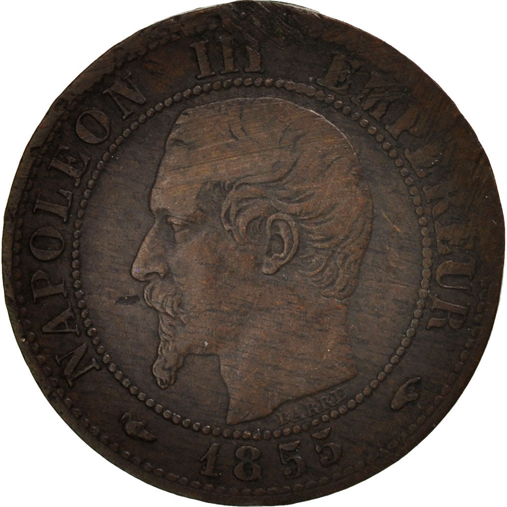 France, Centime, 1855, Paris, TB+, Bronze, KM:775.1, Gadoury:86