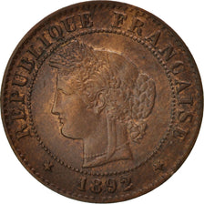Monnaie, France, Cérès, Centime, 1892, Paris, TTB+, Bronze, KM:826.1