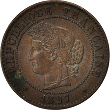 Frankreich, Cérès, Centime, 1897, Paris, AU(50-53), Bronze, KM:826.1, Gadou...