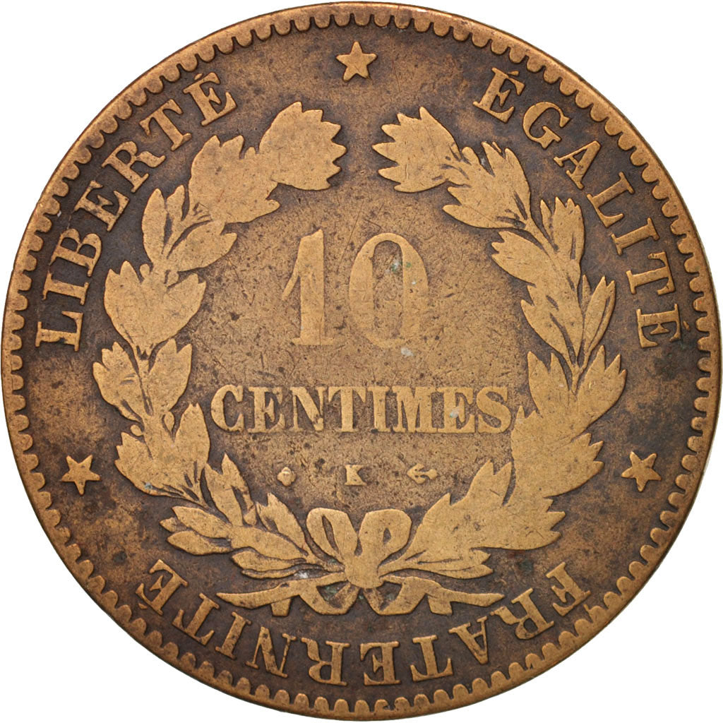 Monnaie, France, Cérès, 10 Centimes, 1873, Bordeaux, TB, Bronze, KM:815.2