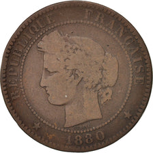 Francia, Cérès, 10 Centimes, 1880, Paris, B+, Bronzo, KM:815.1, Gadoury:265a