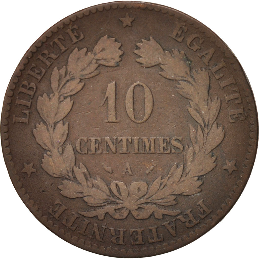 France, Cérès, 10 Centimes, 1880, Paris, F(12-15), Bronze, KM:815.1