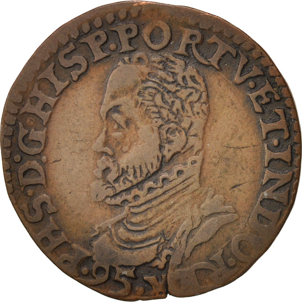 Netherlands, Philippe II, Token, Spanish Netherlands, 1595, AU(50-53), Copper