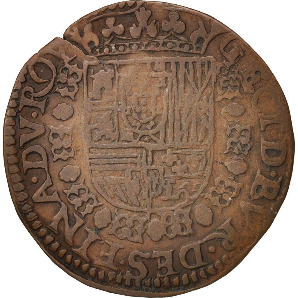 Netherlands, Philippe II, Token, Spanish Netherlands, 1595, AU(50-53), Copper