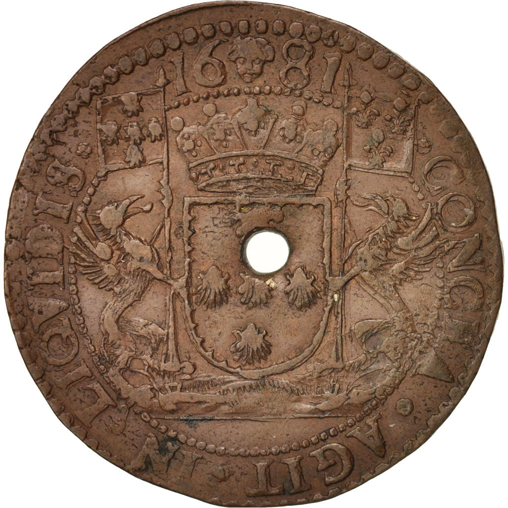 Netherlands, Token, Spanish Netherlands, Charles II, Bruxelles, 1681, AU(50-53)