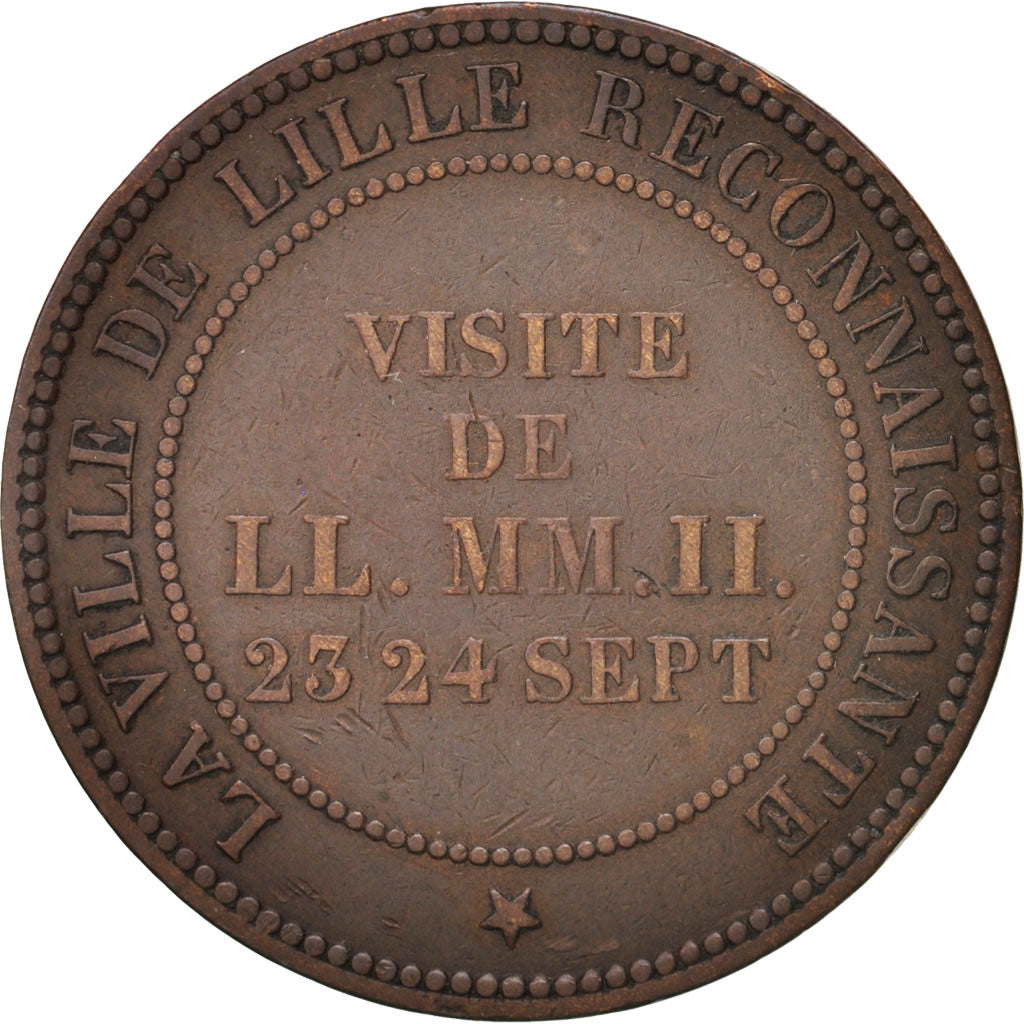 France, Token, Royal, Napoléon III, Visite à Lille, 1853, Barre, EF(40-45)