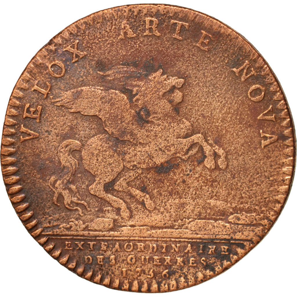 France, Token, Royal, Louis XV, Extraordinaire des Guerres, 1756,  Copper, 29