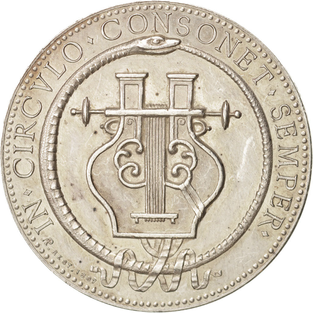France, Token, Club, Ville de Lyon, Cercle littéraire, 1809, AU(55-58), Silver