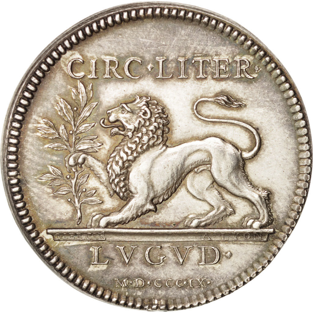 Frankrijk, Token, Club, Ville de Lyon, Cercle littéraire, 1809, PR, Zilver
