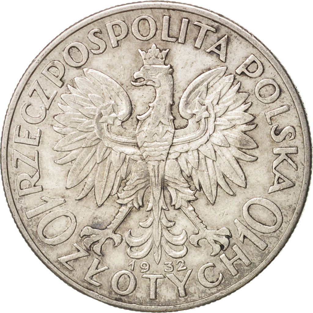 Poland, 10 Zlotych, 1932, Warsaw, EF(40-45), Silver, KM:22