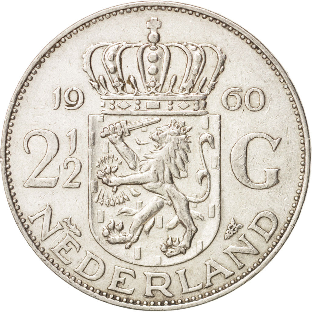 Netherlands, 2-1/2 Gulden, 1960, Utrecht, EF(40-45), Silver, KM:185