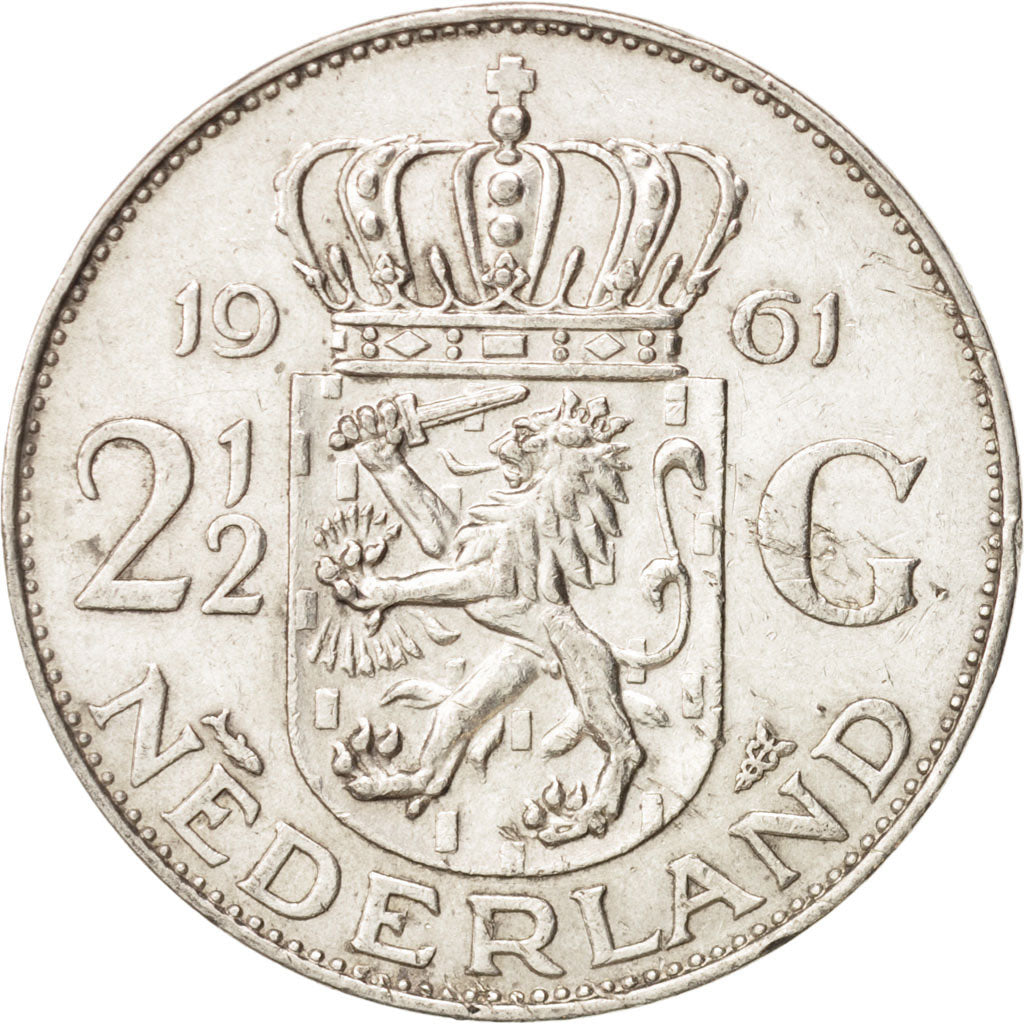 Monnaie, Pays-Bas, Juliana, 2-1/2 Gulden, 1961, Utrecht, TTB+, Argent, KM:185