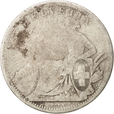 Switzerland, Franc, 1861, Bern, VG(8-10), Silver, KM:9a