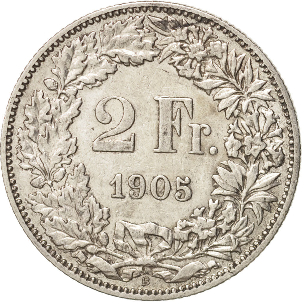 Switzerland, 2 Francs, 1905, Bern, EF(40-45), Silver, KM:21