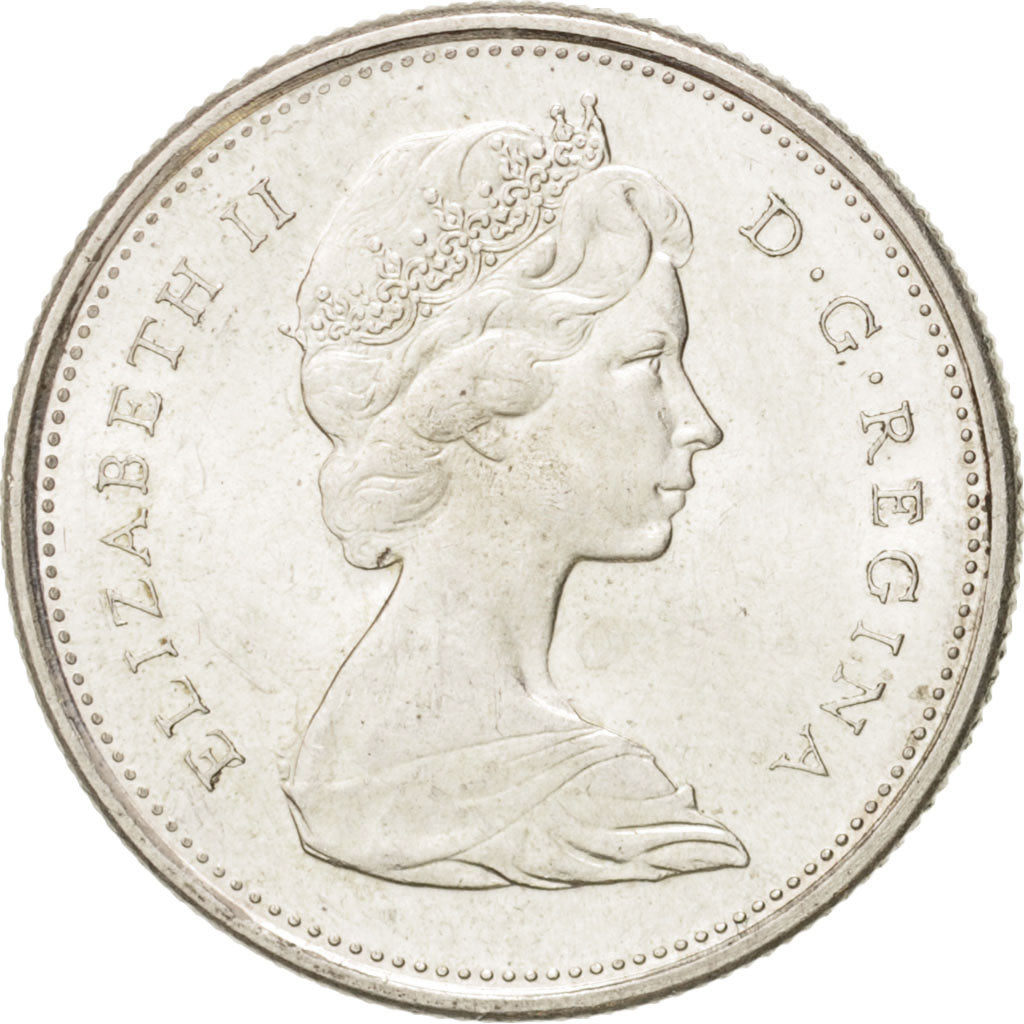 Elizabeth II, 25 Cents, 1967, Ottawa, AU(55-58), Silver, KM:68