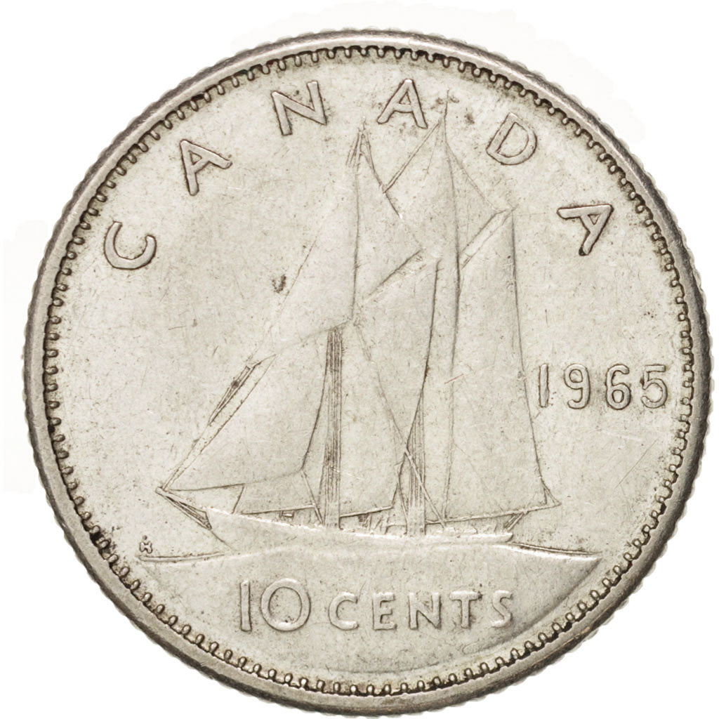 Coin, Canada, Elizabeth II, 10 Cents, 1965, Royal Canadian Mint, Ottawa