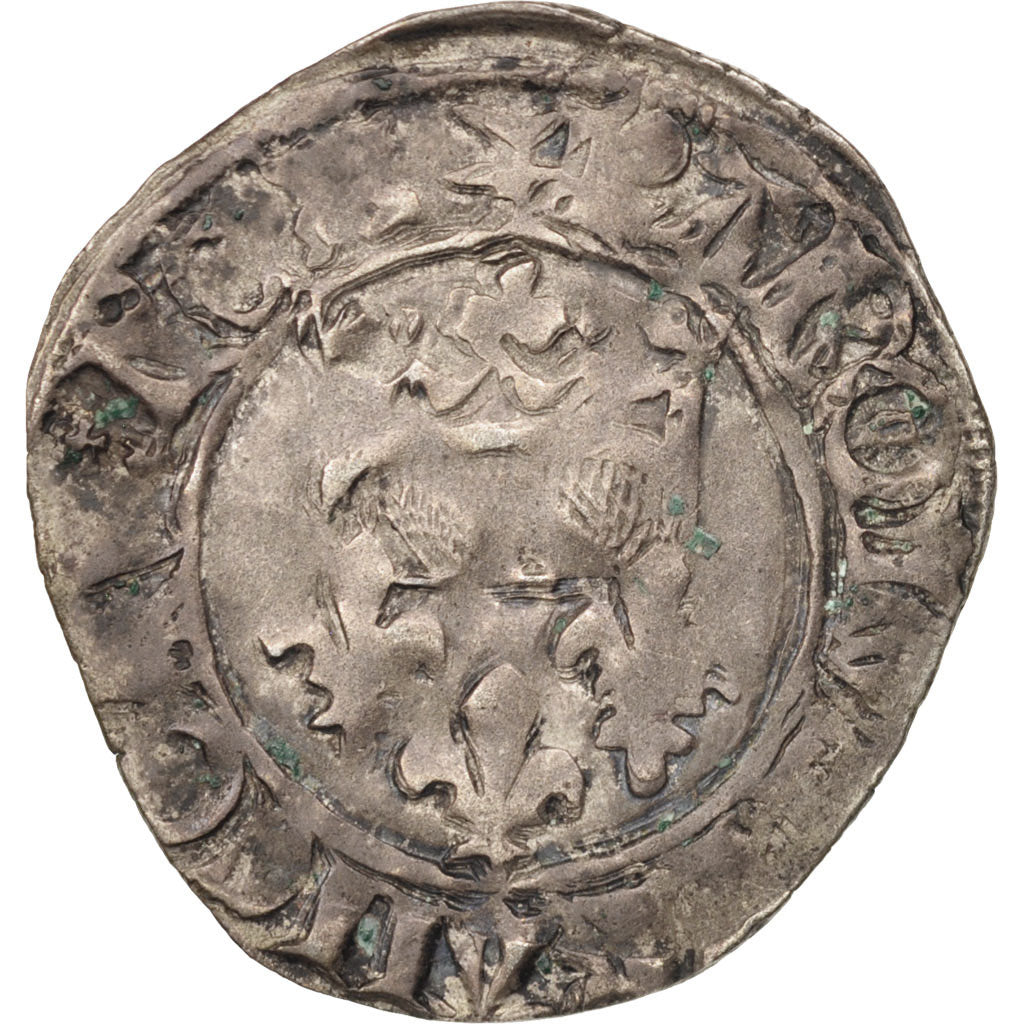 France, Charles VI, Florette, Troyes, VF(20-25), Billon, Duplessy:387A