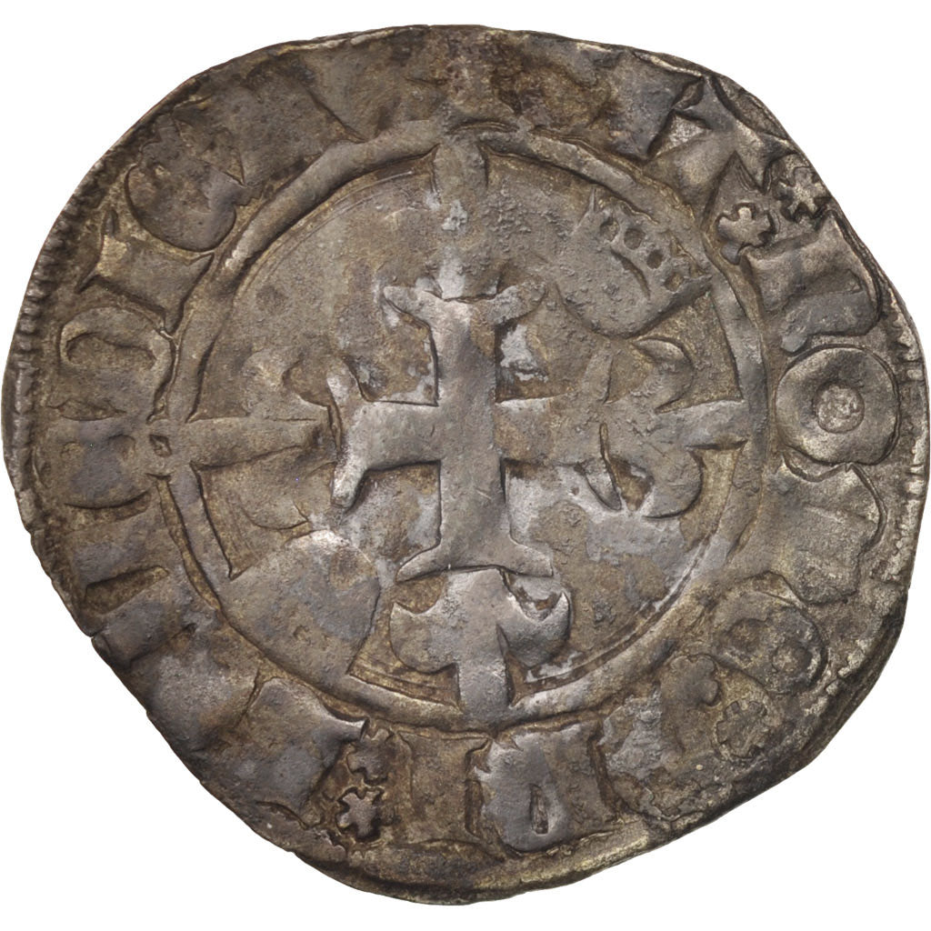 France, Charles VI, Florette, Troyes, VF(20-25), Billon, Duplessy:387A