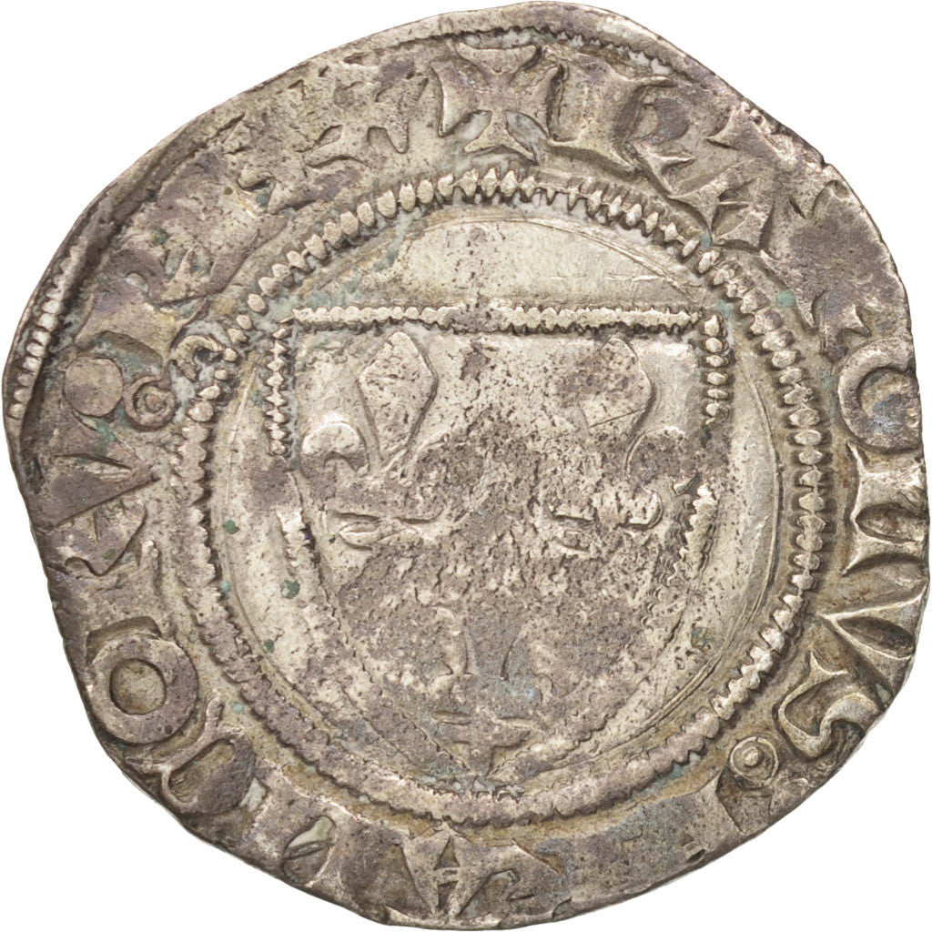 France, Charles VI, Blanc Guénar, Tournai, VF(30-35), Billon, Duplessy:377