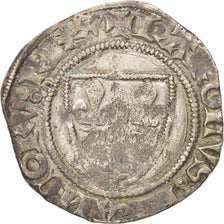 France, Charles VI, Blanc Guénar, Tournai, VF(30-35), Billon, Duplessy:377