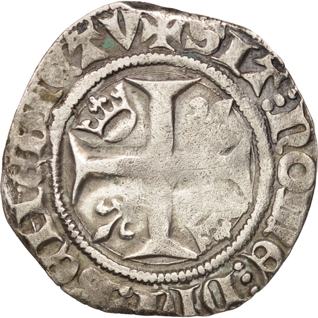 France, Charles VI, Blanc Guénar, Tournai, VF(30-35), Billon, Duplessy:377
