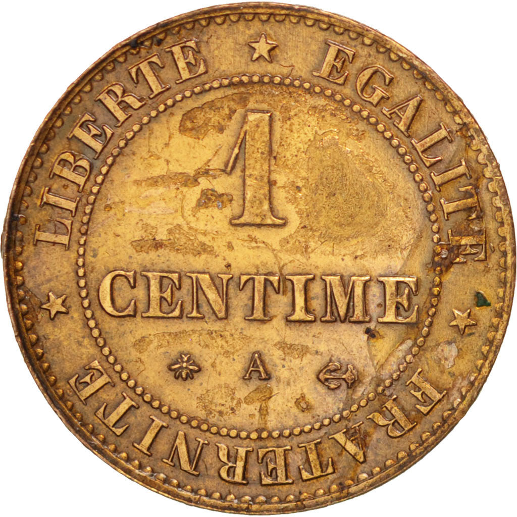 France, Cérès, Centime, 1879, Paris, AU(50-53), Bronze, KM:826.1, Gadoury:88