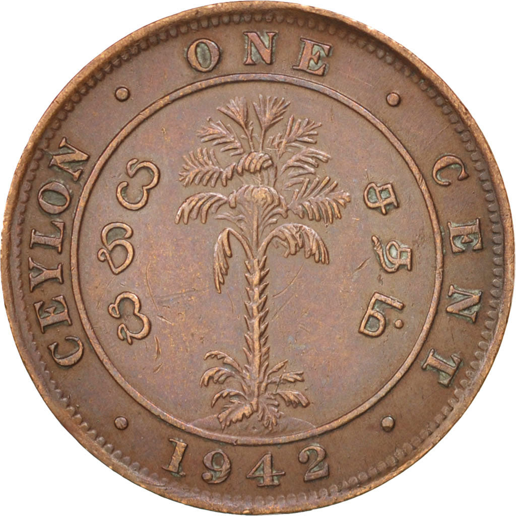 Coin, Ceylon, George VI, Cent, 1942, AU(50-53), Bronze, KM:111a