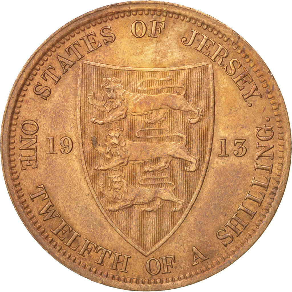 Jersey, George V, 1/12 Shilling, 1913, Heaton, TTB+, Bronze, KM:12