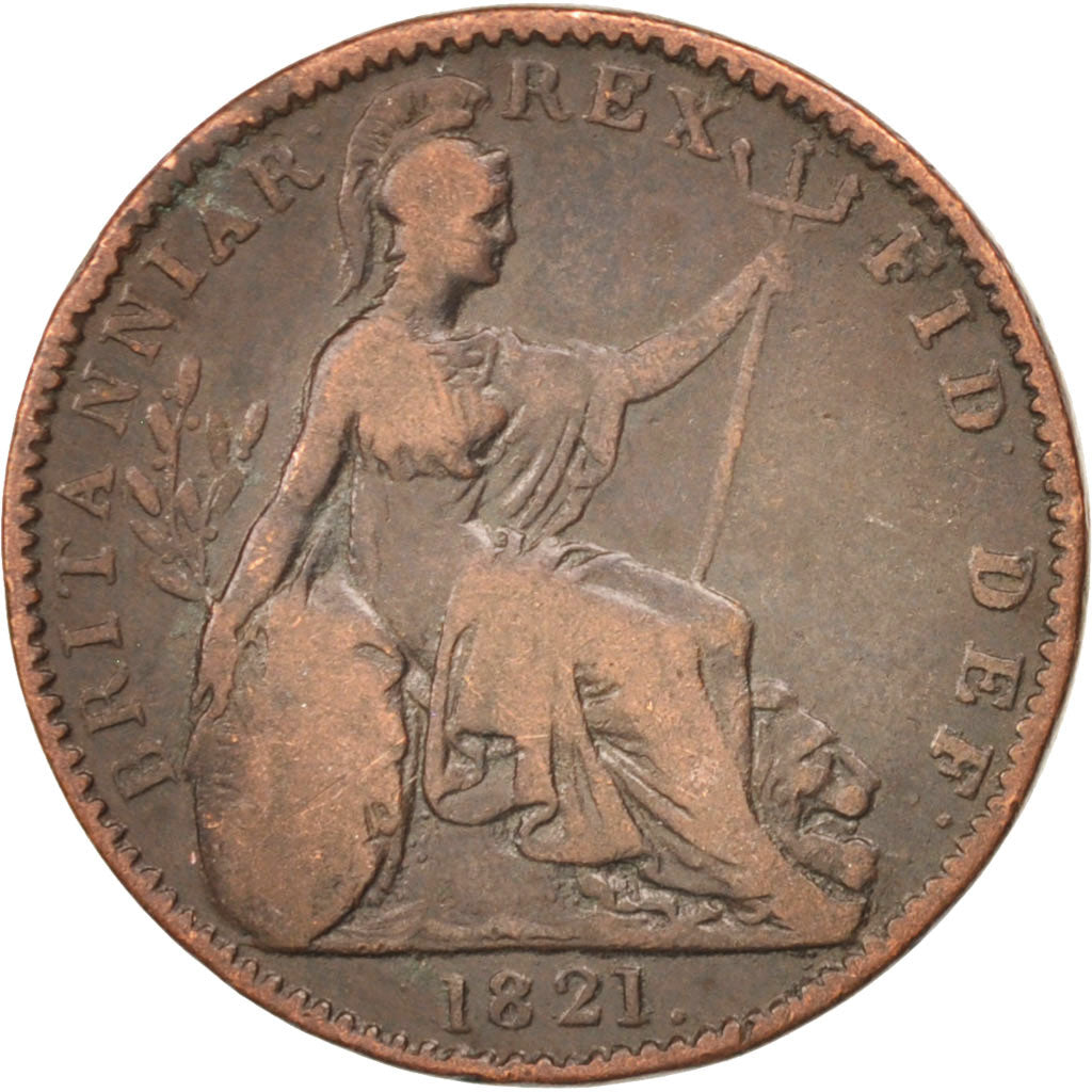 Great Britain, George IV, Farthing, 1821, VF(20-25), Copper, KM:677