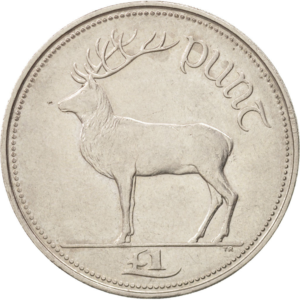 IRELAND REPUBLIC, Punt, Pound, 1990, AU(55-58), Copper-nickel, KM:27