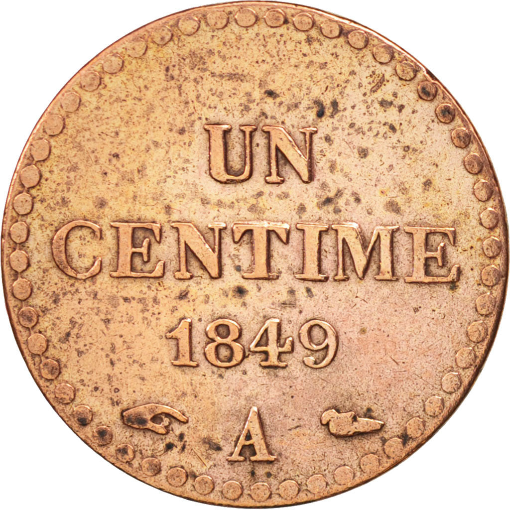 France, Dupré, Centime, 1849, Paris, EF(40-45), Bronze, KM:754, Gadoury:84