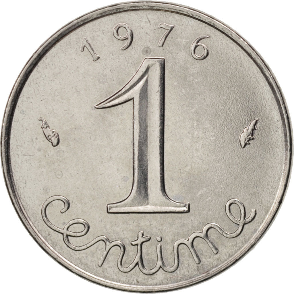 France, Épi, Centime, 1976, Paris, MS(60-62), Stainless Steel, KM:928