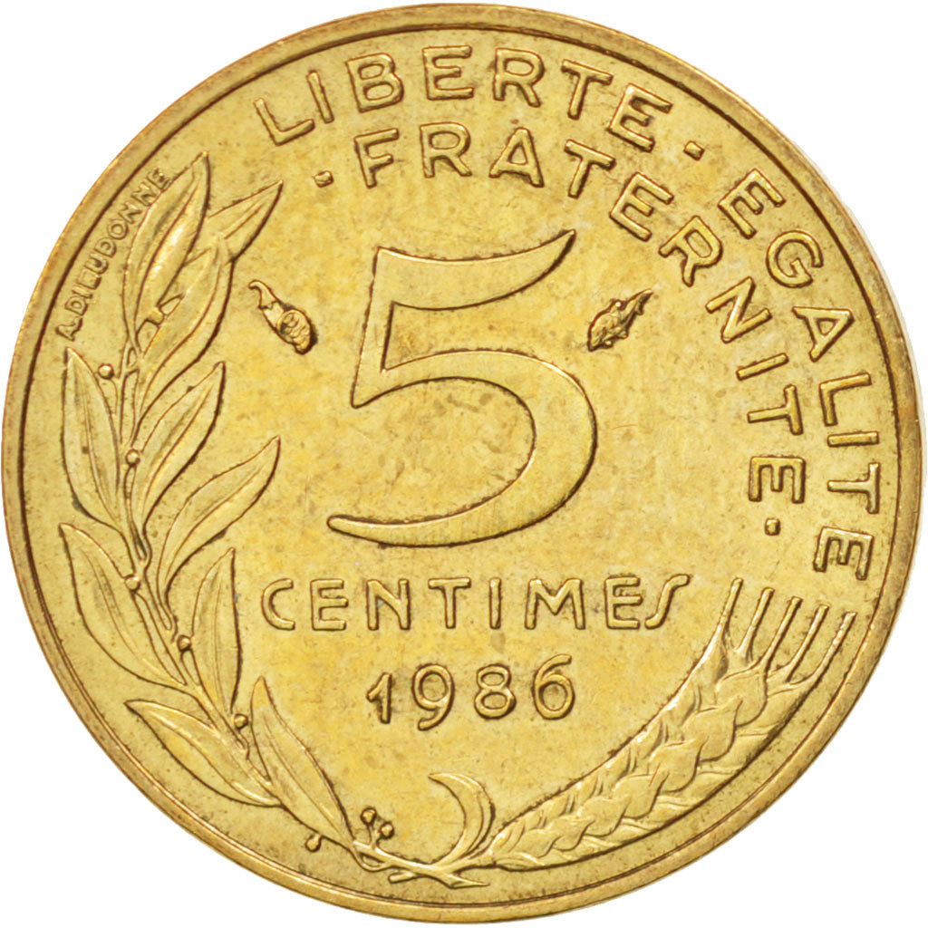 Munten, Frankrijk, Marianne, 5 Centimes, 1986, Paris, PR, Aluminum-Bronze
