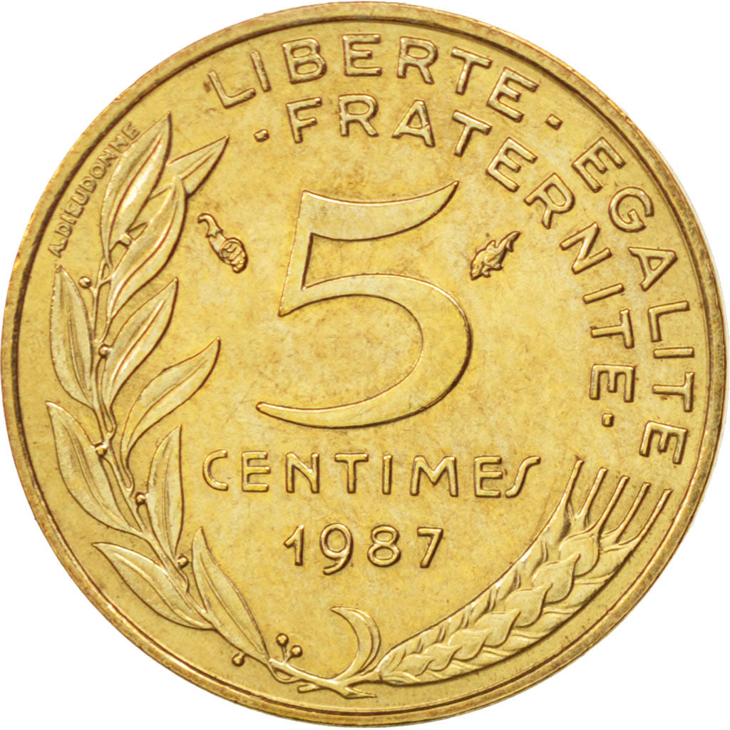 Coin, France, Marianne, 5 Centimes, 1987, Paris, AU(55-58), Aluminum-Bronze