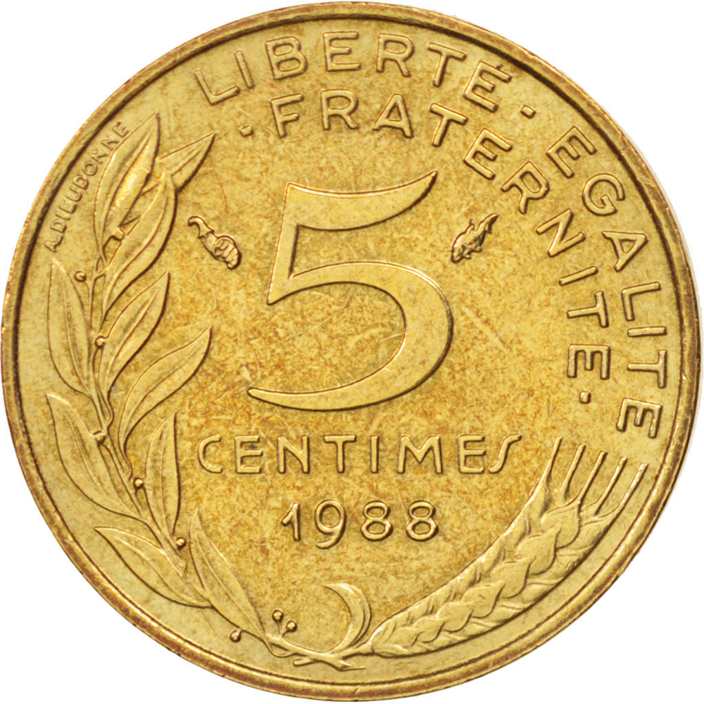 Coin, France, Marianne, 5 Centimes, 1988, Paris, AU(55-58), Aluminum-Bronze