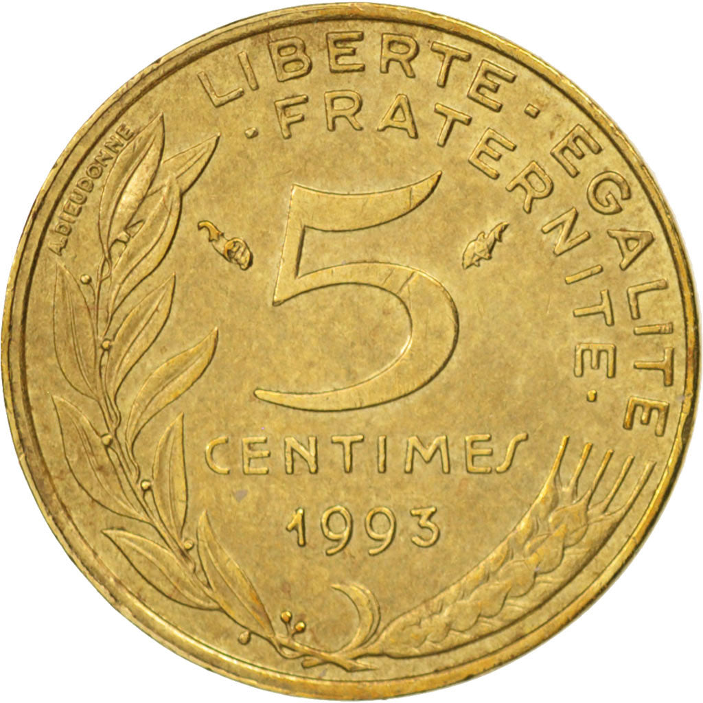 Coin, France, Marianne, 5 Centimes, 1993, Paris, AU(50-53), Aluminum-Bronze