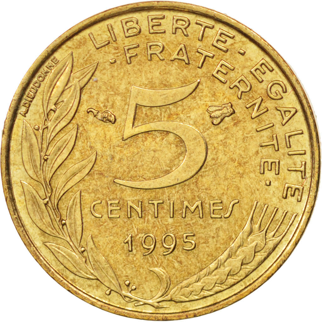 Coin, France, Marianne, 5 Centimes, 1995, Paris, AU(55-58), Aluminum-Bronze