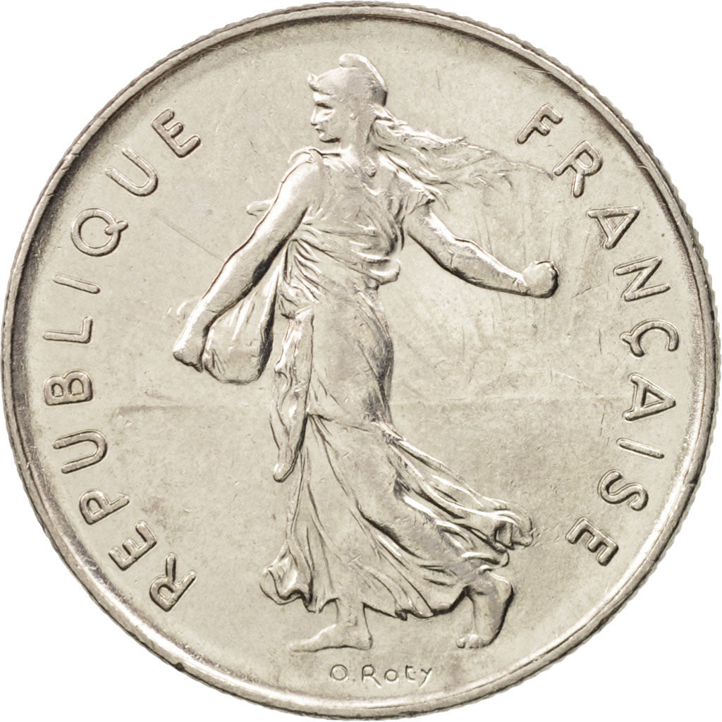 France, Semeuse, 5 Francs, 1975, Paris, AU(55-58), Nickel Clad Copper-Nickel
