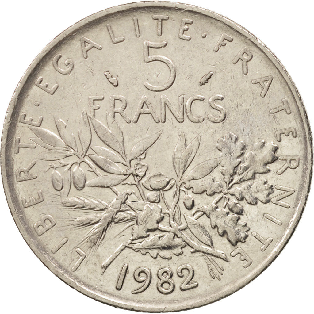 France, Semeuse, 5 Francs, 1982, Paris, EF(40-45), Nickel Clad Copper-Nickel