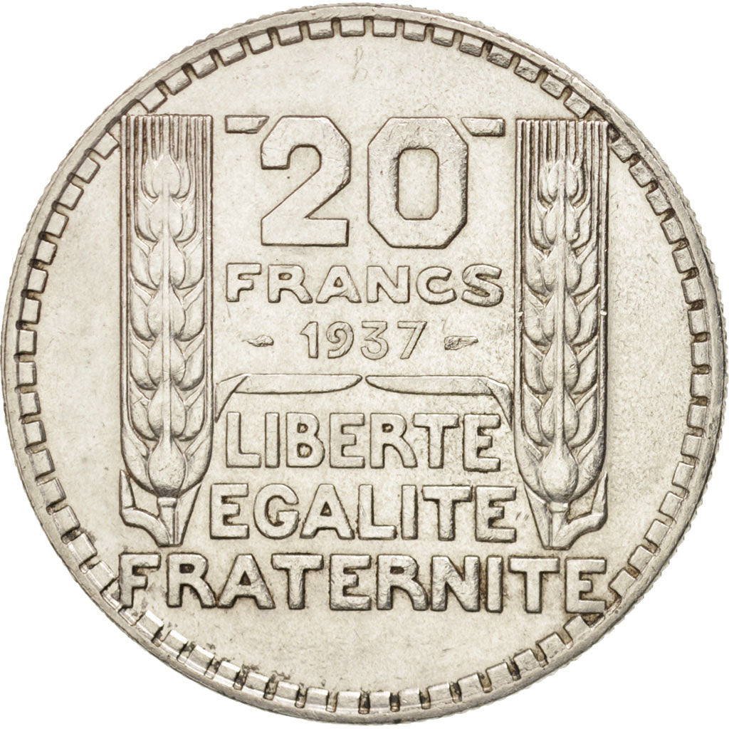France, Turin, 20 Francs, 1937, Paris, EF(40-45), Silver, KM:879, Gadoury:852
