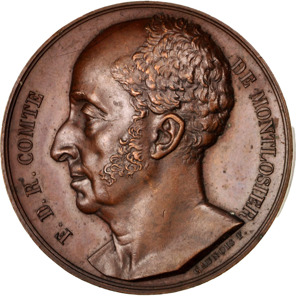 France, Medal, Comte de Montlosier, Arts & Culture, 1826, Caunois, AU(50-53)