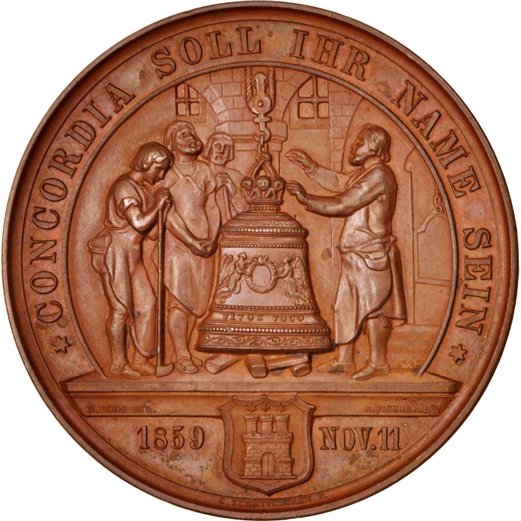 Allemagne, Medal, Friedrich Schiller, Arts & Culture, 1859, SUP, Cuivre
