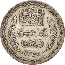 Tunisia, Ahmad Pasha Bey, 5 Francs, 1934, Paris, EF(40-45), Silver, KM:261