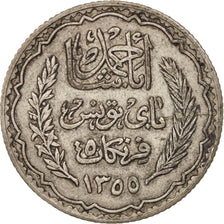 Tunisia, Ahmad Pasha Bey, 5 Francs, 1934, Paris, EF(40-45), Silver, KM:261