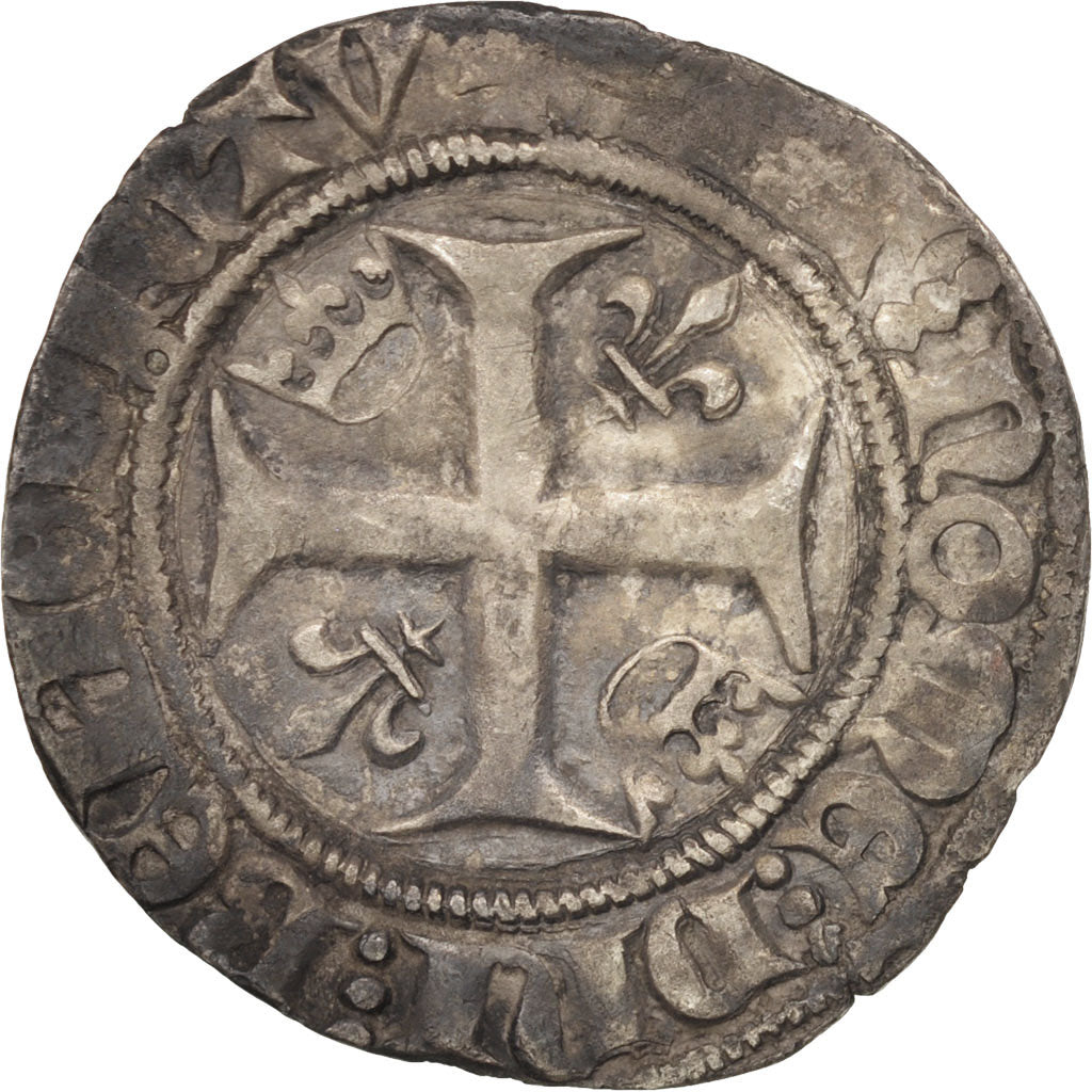 France, Charles VI, Blanc Guénar, Tournai, VF(20-25), Billon, Duplessy:377C