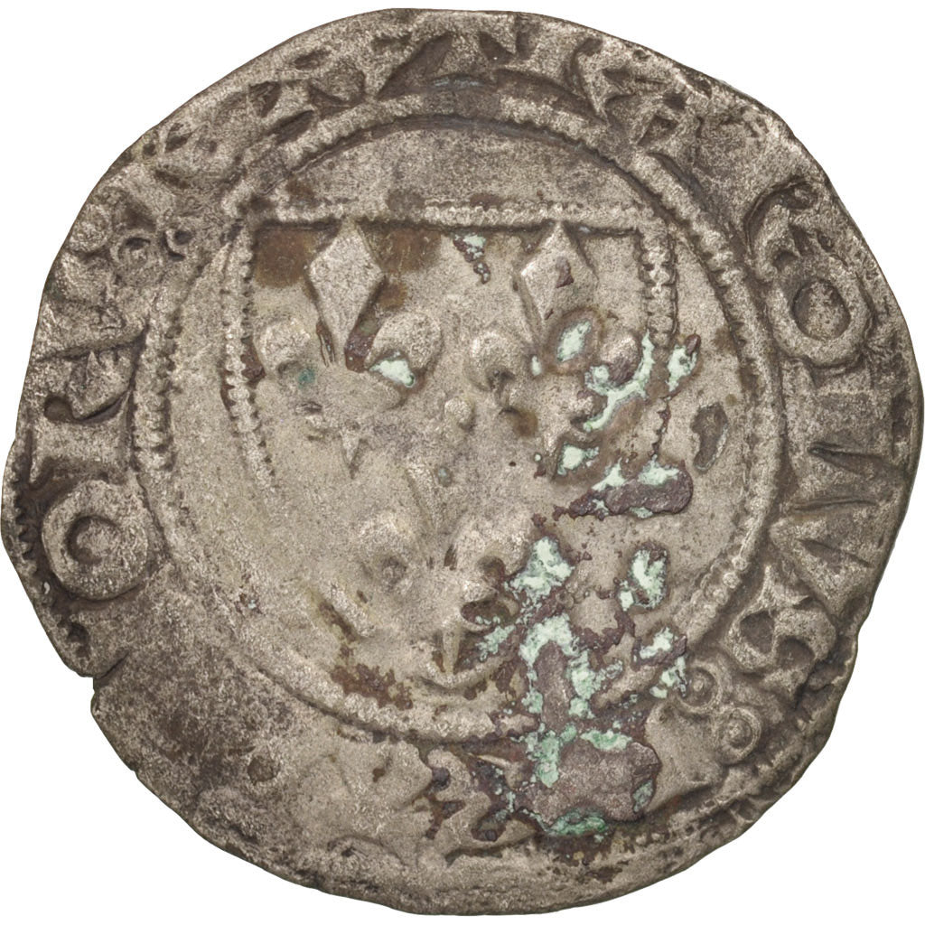 France, Charles VI, Blanc Guénar, Tournai, F(12-15), Billon, Duplessy:377C