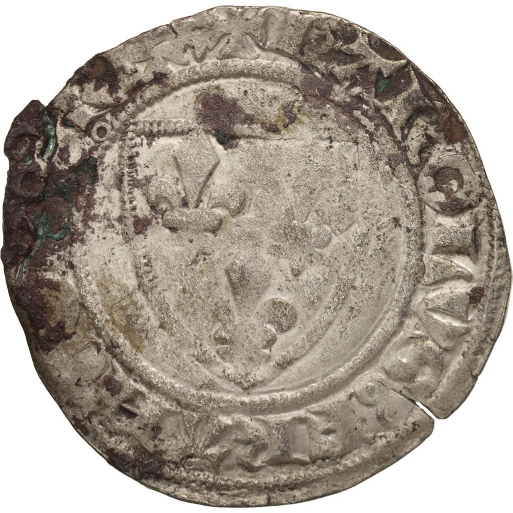 France, Charles VI, Blanc Guénar, Tournai, F(12-15), Billon, Duplessy:377C