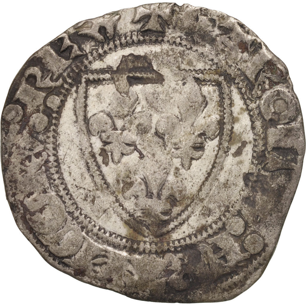 France, Charles VI, Blanc Guénar, Tournai, F(12-15), Billon, Duplessy:377a