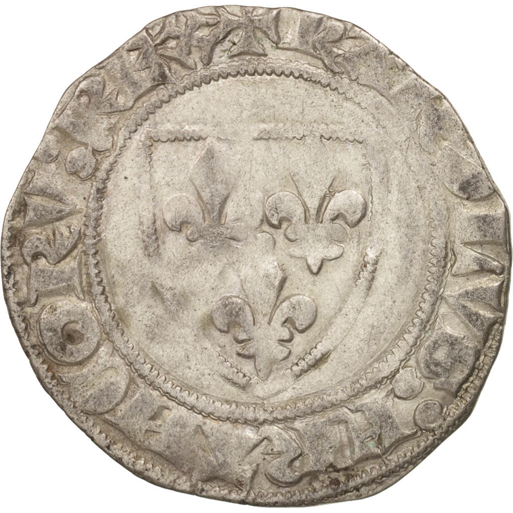 France, Charles VI, Blanc Guénar, Tournai, F(12-15), Billon, Duplessy:377a