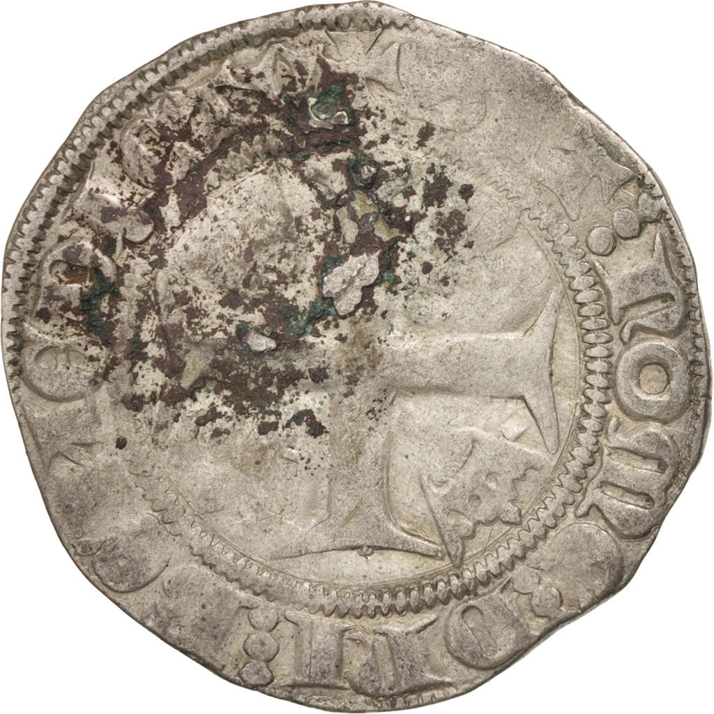 France, Charles VI, Blanc Guénar, Tournai, F(12-15), Billon, Duplessy:377a